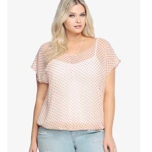 Torrid Polka Dot Chiffon Bow Top (Sheer)